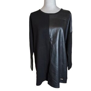 Jones New York Faux Leather Inset  Womens Tunic Sz L Gothic Glam